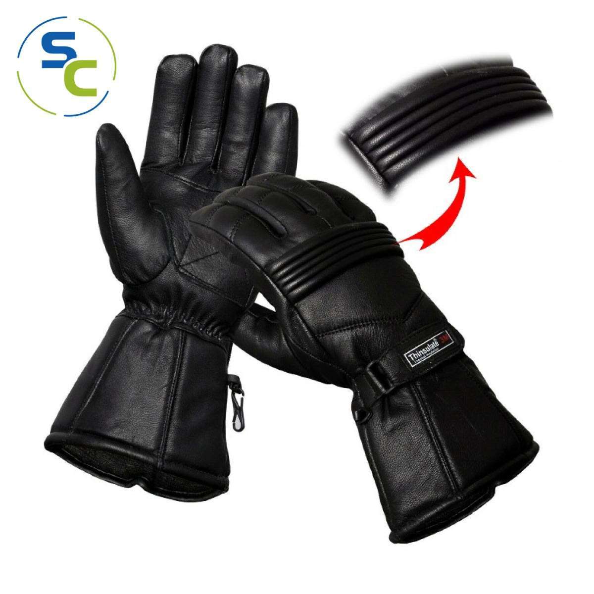 Full Padded Protection Leather Motorbike Gloves Waterproof Thermal 