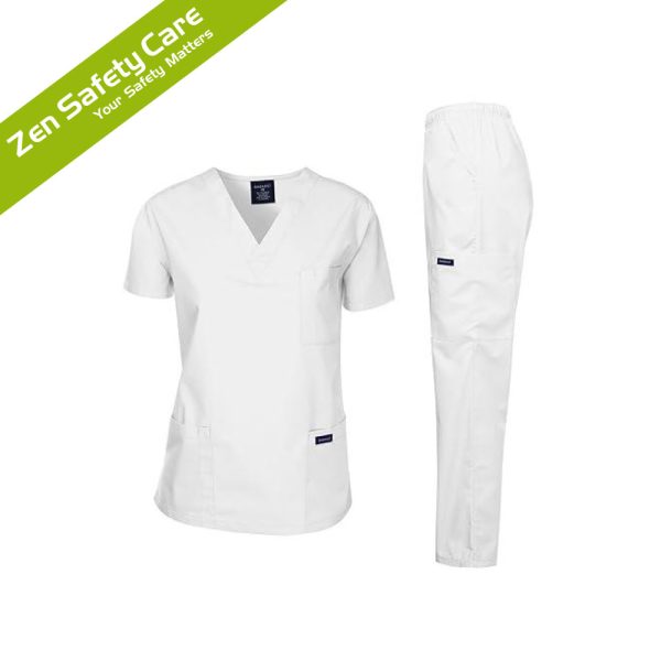 white-Medical-Scrub-for-nurses-Zensafetycare-manufactures-In-nairobi-Kenya